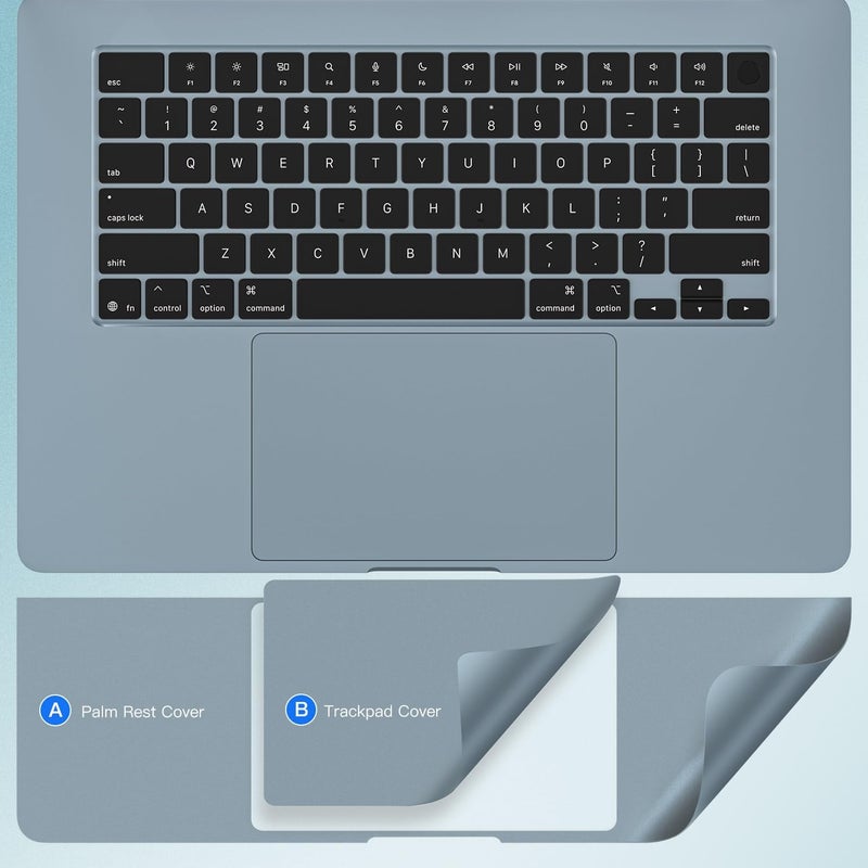 imComor غطاء راحة اليد متوافق مع 2025 2024 ماك بوك إير 15" شريحة M4 M3 A3241 A3114 واقي لوحة اللمس لآبل ماك بوك إير 15.3 بوصة غطاء لوحة اللمس واقي (أزرق سماوي) - Image 2